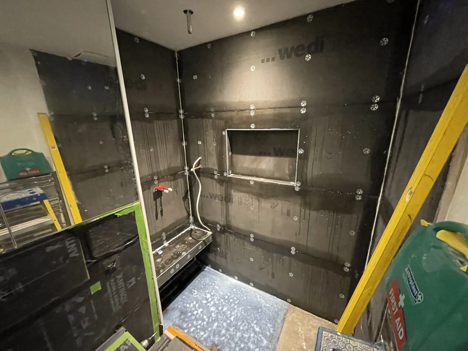 Bathroom wall preparation and recessed shower niche