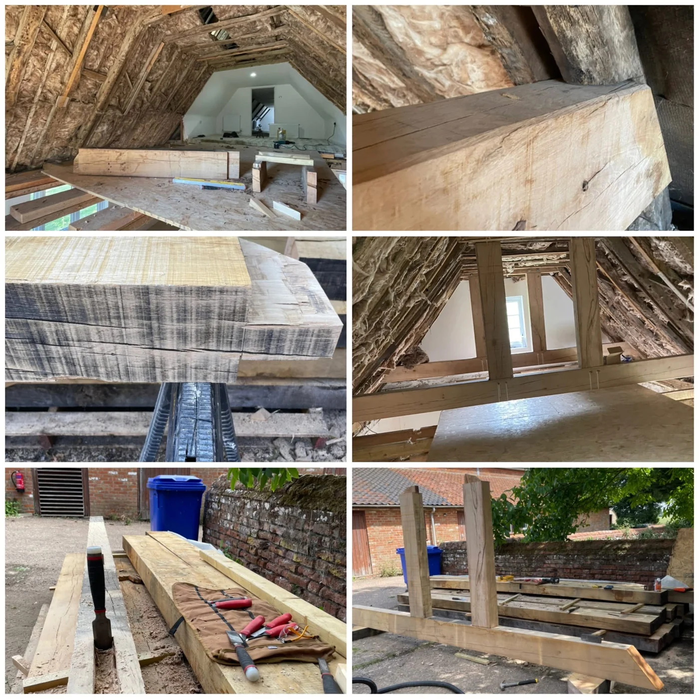 Timber joints and beams during renovation